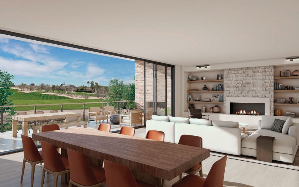 Retractable glass walls allow for seamless indoor-outdoor living. PHOTO COURTESY OF ASCENT AT THE PHOENICIAN