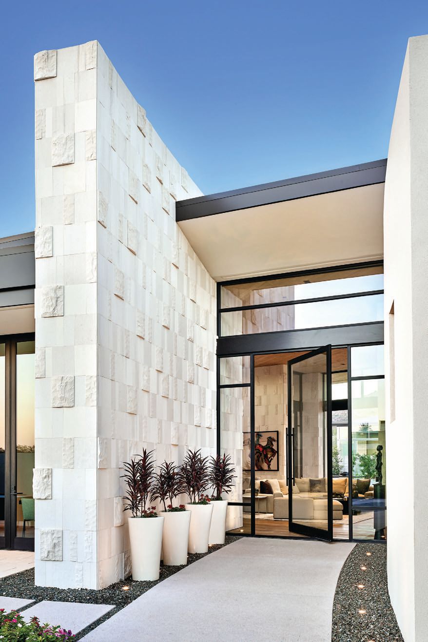 “This home is highly architecturally special in that it is not built
square,” says Ownby. “Rather, it is built on an axis creating uniquely carved
walls throughout the entire home. We loved working with both the challenge
and excitement of such a unique design” PHOTOGRAPHED BY WERNER SEGARRA