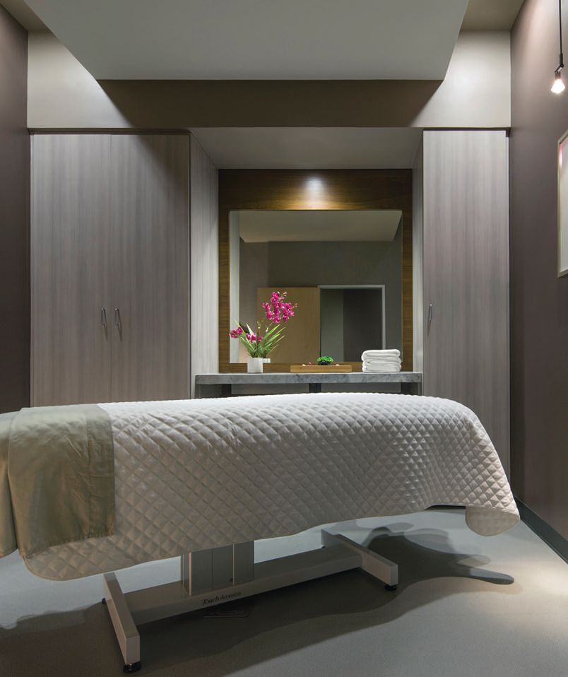 The soothing treatment room at Gainey Village Spa PHOTO COURTESY OF: VILLAGE HEALTH CLUBS & SPAS