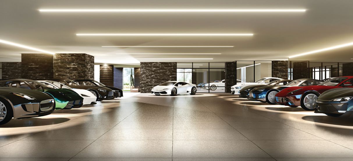 Its 16-car showroom. RENDERINGS COURTESY OF RUSS LYON SOTHEBY’S INTERNATIONAL REALTY