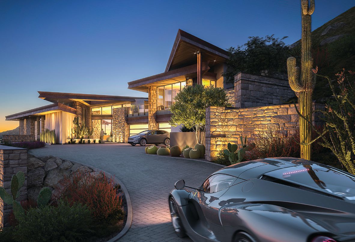 A look at the entry, driveway and primary suite in the Jade residence, priced at $9,988,000 PHOTO COURTESY OF CROWN CANYON